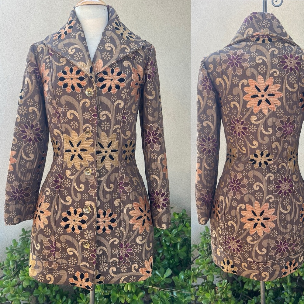 Gorgeous long jacket floral fully lined pocket custom made Sm Outerwear by Marie